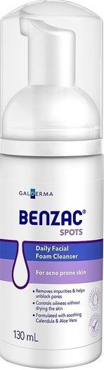 รูปภาพของ  Galderma Benzac Spot Daily Facial Foam Cleanser 130ml. เบนแซค สปอตส์  เดลี่ เฟเชียล โฟม คลีนเซอร์ ลดสิว ลดผิวมัน